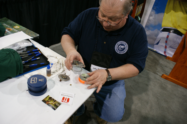 John Shaner of Hardy servicing my Bougle Mark 4