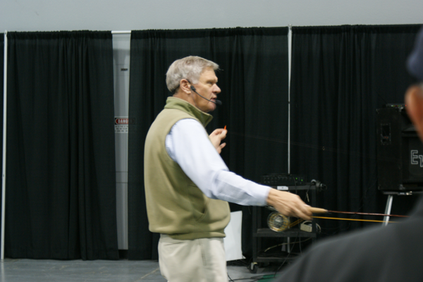 Gary Borger demonstrating the bow and arrow cast