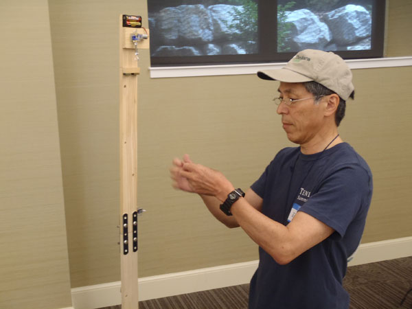 Eiji Yamakawa demonstrating his furled line technique at the 2012 Tenkara Summit