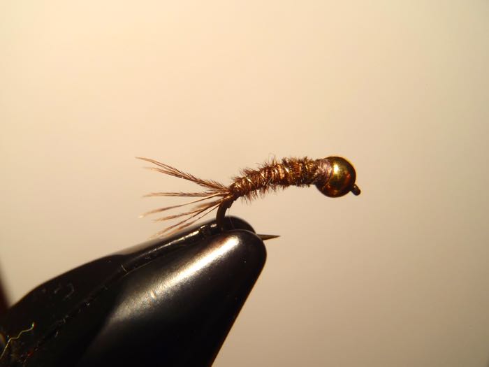 Red Zebra Midge Nymph Fly with white wing  sz 24  GO TO  PATTERN